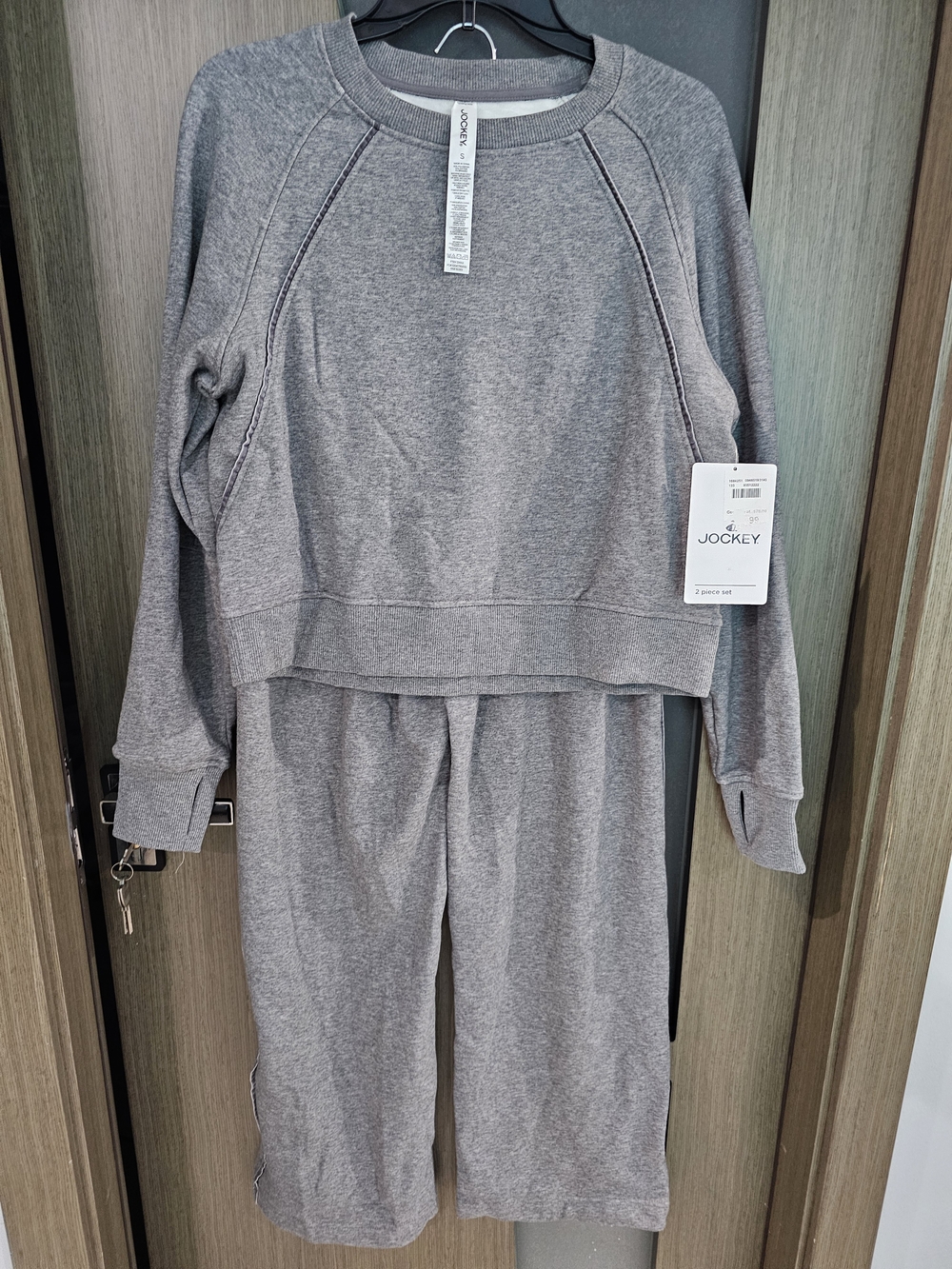 Jockey Gray Women's Track Pants & Sweatshirt Two-Piece Matching Activewear Set S